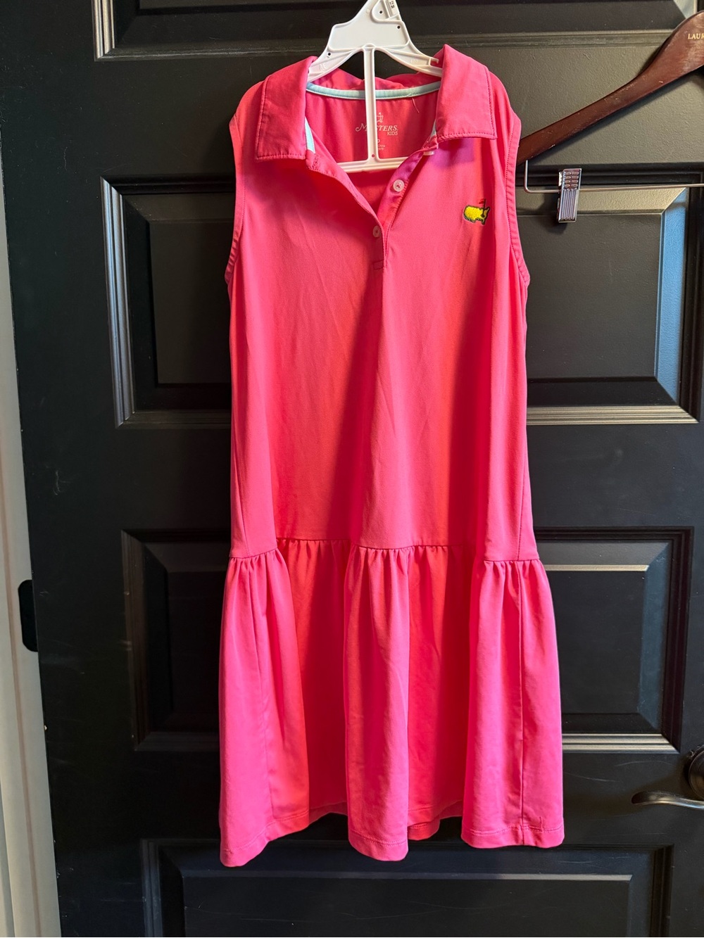 Masters Pink Sleeveless Polo Dress with Embroidered Patch girls medium Euc